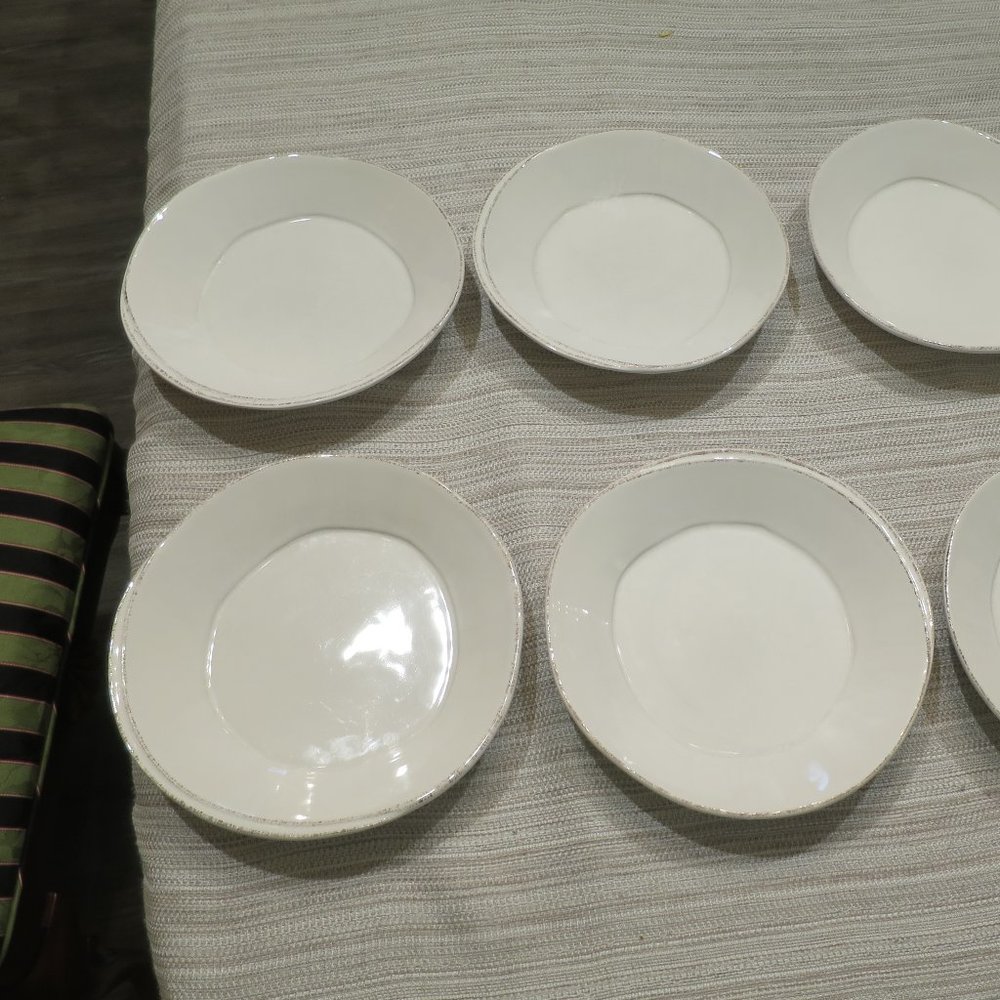6 Vietri Lastra 8.75" Pasta Bowls Linen Color
